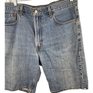 Levi's 505 Mens W38 Reg Fit Shorts Blue Denim Straight High Rise Zip Fly**FLAW
